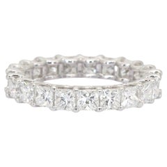 4.20 Carats IGI Certified 18k White Gold Natural Princess Cut Diamond Eternity R