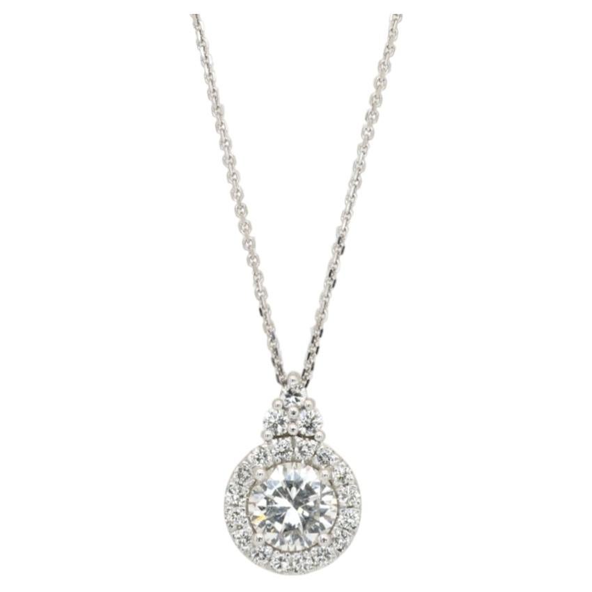 Collar con colgante de diamantes naturales de 1,05 quilates, certificado por el IGI, en oro blanco de 18 quilates