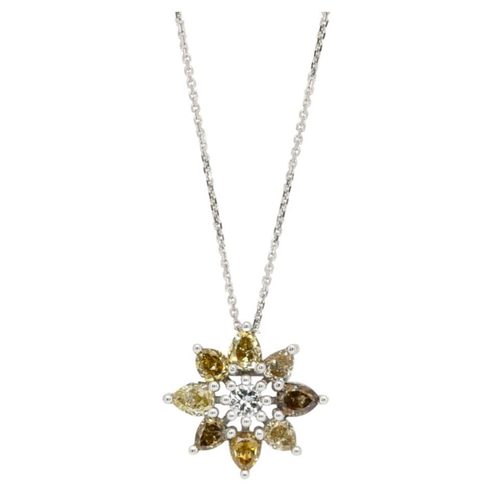 1.55 Carats IGI Certified 18k Yellow & White Gold Diamond Necklace