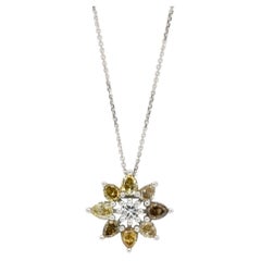 1.55 Carats IGI Certified 18k Yellow & White Gold Diamond Necklace