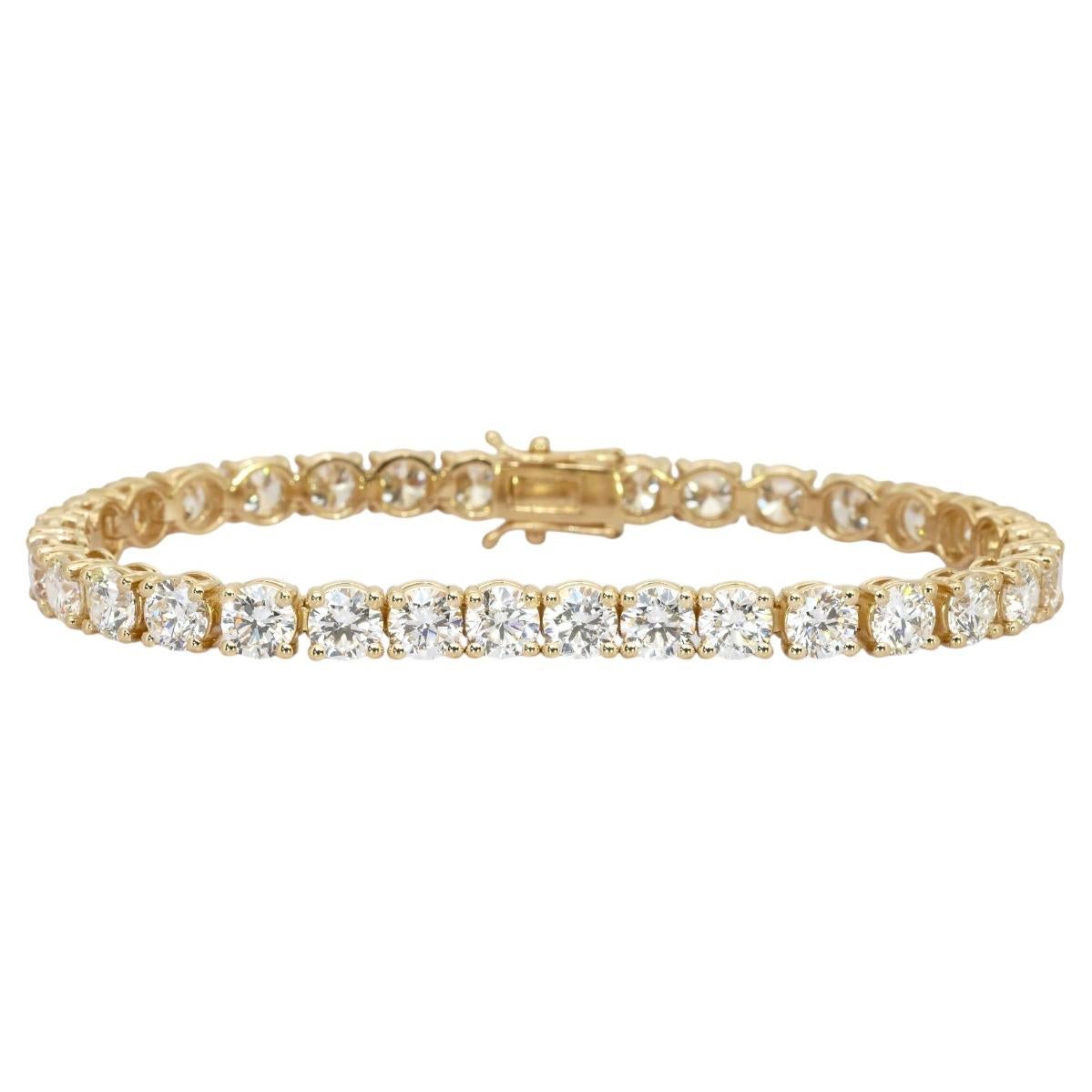 Bracciale tennis con diamanti da 16,61 carati, certificato IGI, in oro giallo 18k