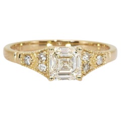 Anillo de oro amarillo de 18 quilates con pavé de diamantes de 1,12 quilates, certificado por el IGI