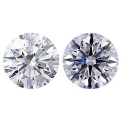 Ein Paar natürliche, runde Diamanten mit 2,00 Karat, IGI-zertifiziert