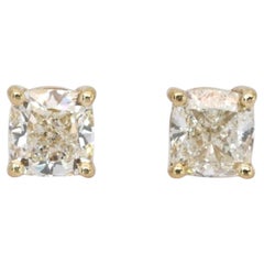 Pendientes de diamantes de 1,81 quilates, con certificación GCI, de oro amarillo de 18 quilates