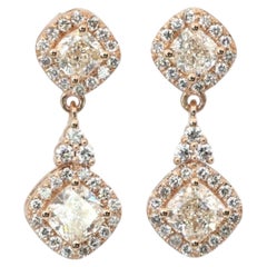 Pendientes de diamantes en forma de gota de oro rosa de 18 quilates, certificados por GCI, de 3,05 quilates