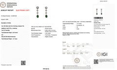 3.01 Carats IGI Certified 18k White Gold Tsavorite and Diamond Drop Earrings