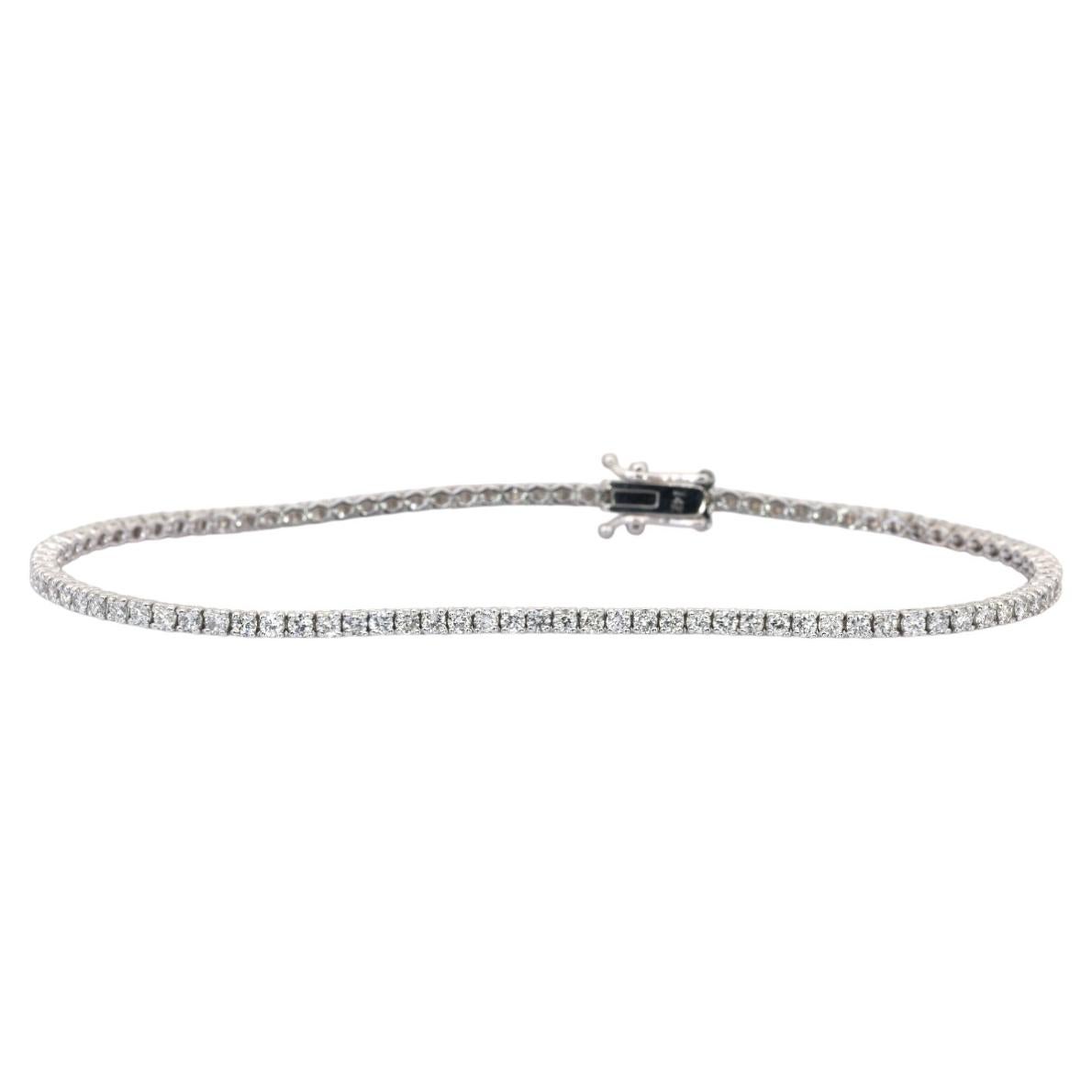 1.80 Carats IGI Certified 14k White Gold Natural Diamond Tennis Bracelet