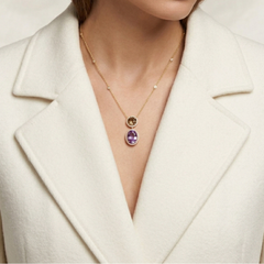 Radiant 3.88ct Amethyst, 1.80ct Spinel & 0.42ct Diamond Drop Necklace