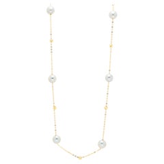 Affascinante collana con perle d’acqua dolce grigie da 5,5 mm a 6 mm in oro giallo 18 carati