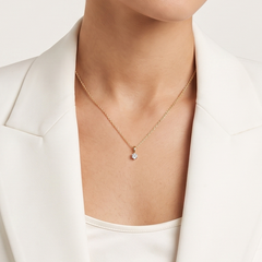 Delicate 0.12ct Natural Diamond Solitaire Pendant in 18K Two-Tone Gold