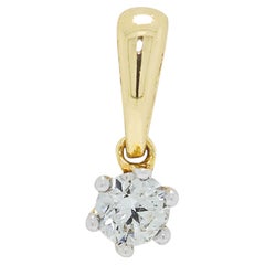 Delicate 0.12ct Natural Diamond Solitaire Pendant in 18K Two-Tone Gold
