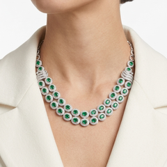 Resplendent 9.40ct Emerald and 6.07ct Diamond Double Row Halo Collar Necklace
