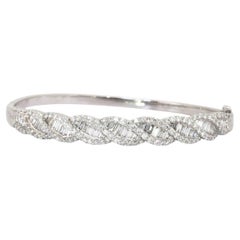 3.74 Carats IGI Certified 18k White Gold Natural Diamond Bangle