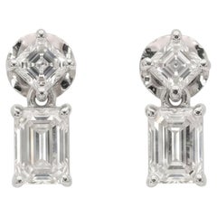 2.63 Carats IGI Certified 18k White Gold Natural Diamond Drop Earrings