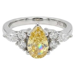 2.02 Carats IGI Certified 18k White Gold Natural Diamond Pave Ring
