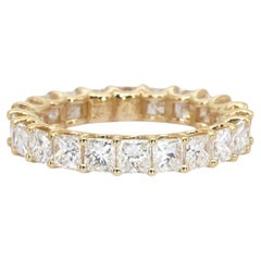 4.20 Carats IGI Certified 18k Yellow Gold Natural Diamond Eternity Band Ring