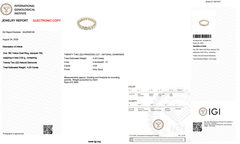 4.20 Carats IGI Certified 18k Yellow Gold Natural Diamond Eternity Band Ring