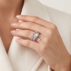 Strahlendes Tiara-Set mit abnehmbarem Ring aus 18-karätigem Weißgold, besetzt mit einem natürlichen Diamanten von 1,04 Karat