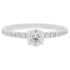 Exquisite 0.71ct Natural Diamond Ring in 18K White Gold