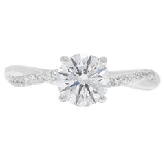 Brilliant 0.9ct Lab-Grown Diamond with 0.10ct Natural Diamond Twist Band Ring