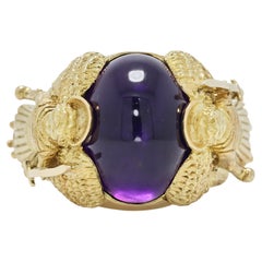Sovereign 45.00ct Amethyst Cabochon Archangel Secret Compartment Bishop Ring