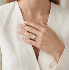 Brilliant 0.79ct Natural Diamond Halo Pave Ring in 18K White Gold