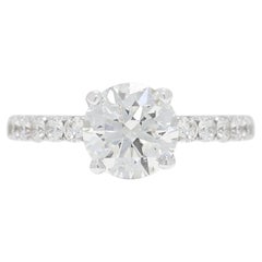 Deslumbrante anillo con pavé de diamantes de 1,35 ct en oro blanco de 18 quilates - Certificado por el GIA