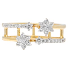 Opulent 0.31ct Diamond Pave Cluster Floral Ring in 18K Two-Toned Gold