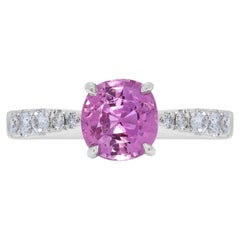 Captivating 2.02ct Pink Sapphire and Diamond Pave 18k White Gold Ring