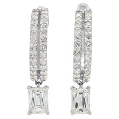Sophisticated 1.15ct Natural Diamond Dangling Hoop Earrings in 18K White Gold