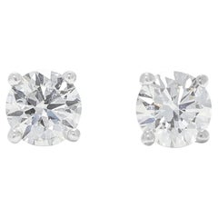 Canary 0.62ct Natural Diamond Stud Earrings in 18K White Gold - GIA Certified