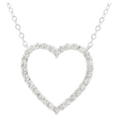 Elegant 0.30ct Natural Diamond Heart Necklace in 18K White Gold