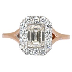 1.39 Carats IGI Certified 18k Rose & White Gold Natural Diamond Halo Ring
