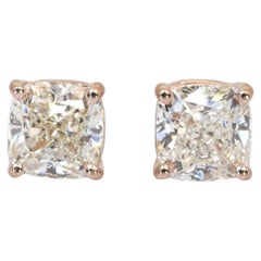 2.03 Carats GCI Certified 18k Rose Gold Natural Diamond Stud Earrings