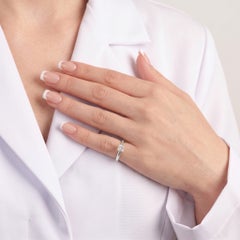 Pristine 0.49ct Natural Diamond Princess Cut Solitaire Ring in 18K White Gold