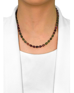 Radiant 80ct Mixed Tourmaline Briolette Necklace in 18k Yellow Gold