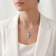 Radiant 1.59ct Natural Diamond Princess and Baguette Cut Cross Pendant