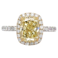 2.40 Carats IGI Certified 18k Yellow & White Gold Natural Diamond Halo Ring