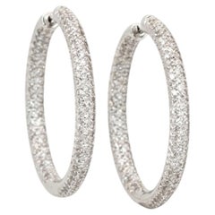 Pendientes de aro de oro blanco de 18 quilates con diamantes naturales de 4,01 quilates, certificados por el IGI