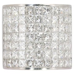 7.05 Carats IGI Certified 18k White Gold Natural Diamond Princess Cut Ring