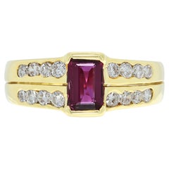 Exquisite 0.88ct Red Tourmaline and 0.36ct Diamond Parallel Split Shank Ring