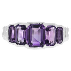 Regal 2.60ct Purple Amethyst Five-Stone Graduated Ring in 14K White Gold