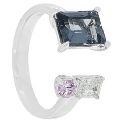 Peerless 1.45ct Greyish Blue Spinel, 0.27ct Diamond & 0.10ct Pink Sapphire Ring