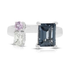 Peerless 1.45ct Greyish Blue Spinel, 0.27ct Diamond & 0.10ct Pink Sapphire Ring