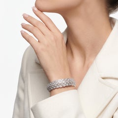 Stately 2.10ct Natural Diamond Woven Bangle in 18K White Gold