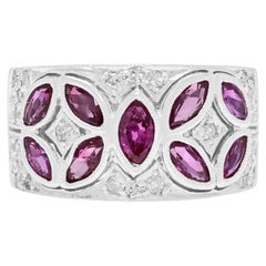 Larry Jewelry 1.45ct Ruby & Diamond Ring in 18K White Gold