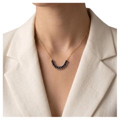 Luxurious 2.6ct Blue Sapphire accented by 0.20ct Diamond Graduated Necklace