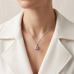 Elegante collar con colgante de aguamarina de 1,04 ct y diamante de 0,03 ct en platino