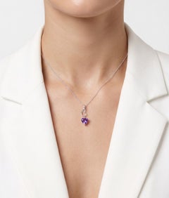 Whimsical 0.50ct Amethyst Heart Pendant Necklace in 10K White Gold