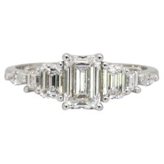 1.72 Carats IGI And GIA Certified Natural Diamond 18k White Gold 7-Stone Ring